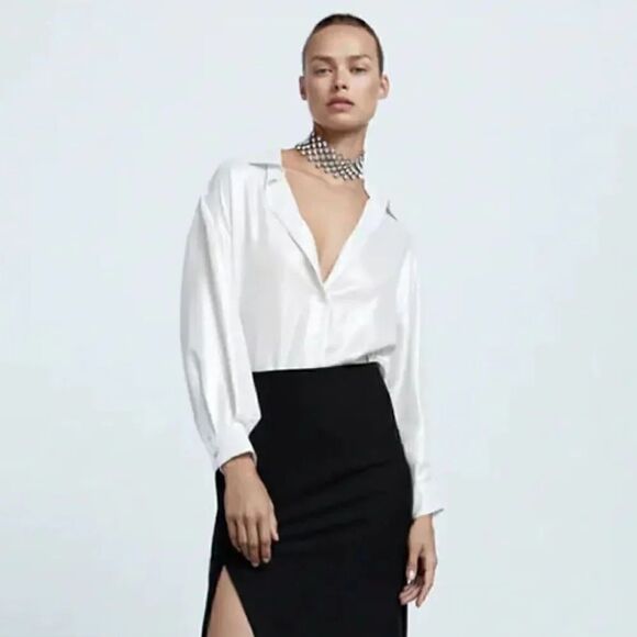 ZARA FLOWY SPARKLE TOP BLOUSE - Picture 2 of 8